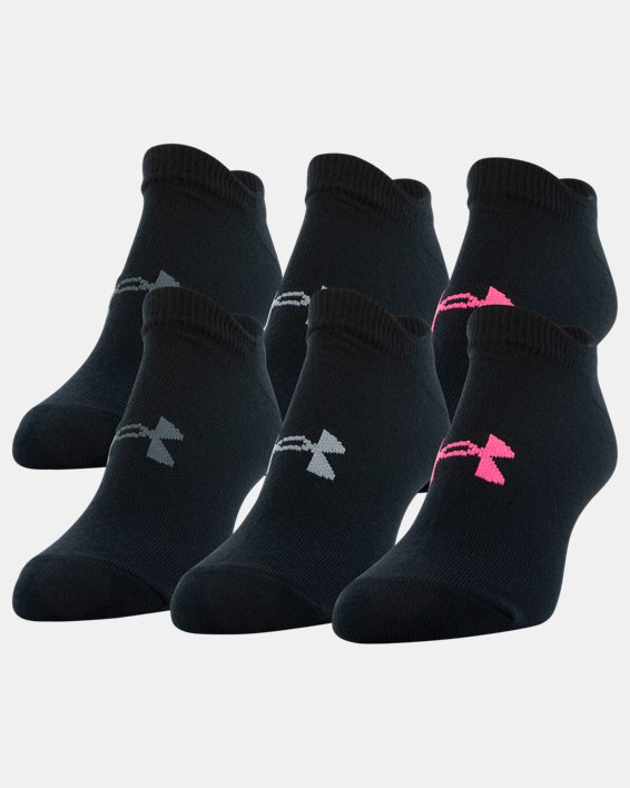 Women's UA Essential No Show – 6-Pack Socks, Black, pdpMainDesktop image number 0